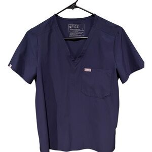 Figs Blue V-Neck Medical Scrub Top